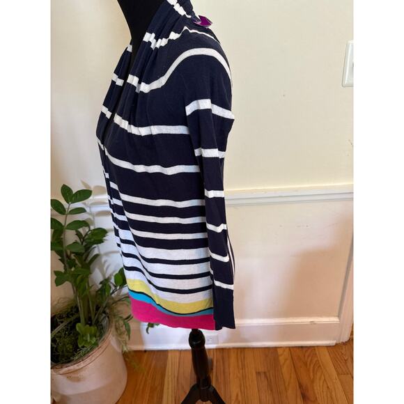 Lilly Pulitzer cardigan sweater striped blue white pink yellow XS extra small - Picture 2 of 9